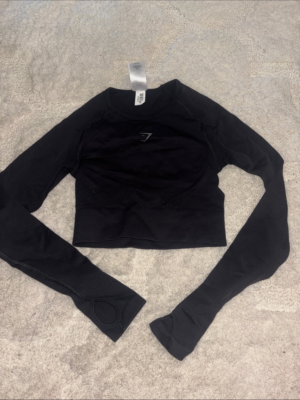 Gymshark Black Long Sleeve Cropped Seamless Performance Top